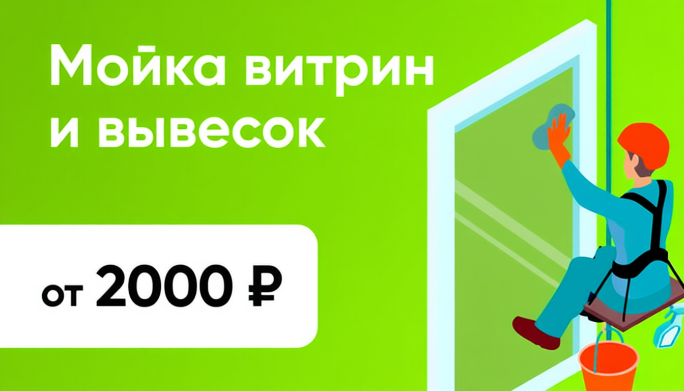 Мойка витрин и вывесок